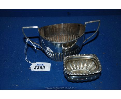 A Silver two handled Sucrier and a Silver Salt (no liner)