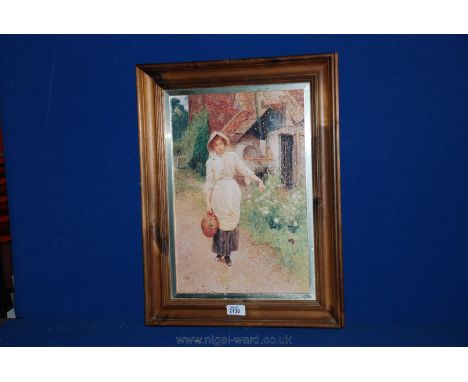 A framed Print on board, 'Farm Maid'.