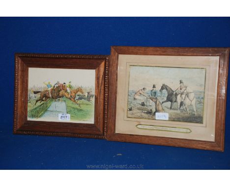A Hunting print 'I Have a Strong Notion that this is a Coal Hole' and a Racing Print.