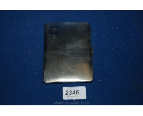 A Silver Cigarette Case with engine turned decoration