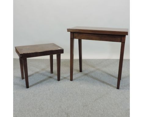 A George III mahogany tea table, 74cm, together with a commode stool