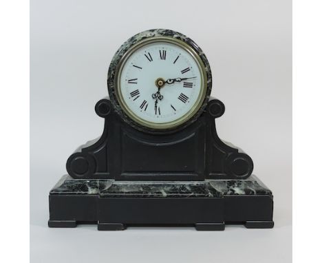 An early 20th century black marble mantel clock, with a quartz movement, 26cm tall