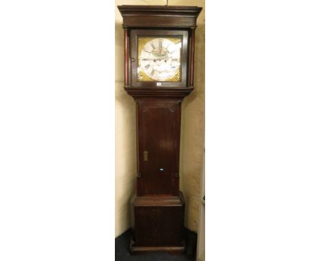 John Shepley, Glossop, a George III eight day longcase clock having silvered and brass dial and painted aperture, in a simple