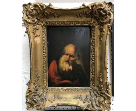 18TH CENTURY CONTINENTAL SCHOOL "Nestor" a portrait study, oil on panel, unsigned, bears remnants of old collectors wax seal 