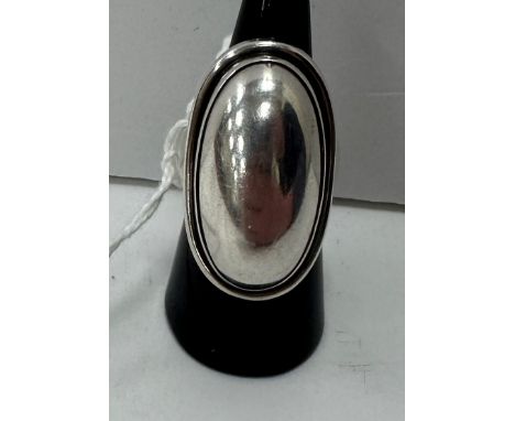 A Georg Jensen silver oval ring pattern No. 46E ring size MN 