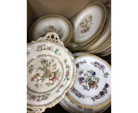 Three boxes of assorted china ware to include Royal Worcester and Coalport Indian Tree design dinner wares, a Royal Albert La