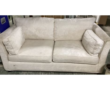 Modern 2 seater sofa, cream fabric, some general wear 