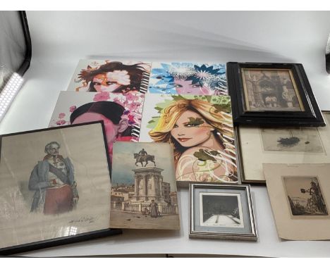 Collection of pictures and prints to include a dry point etching by Henry Raynor (Aus 1902-57) 