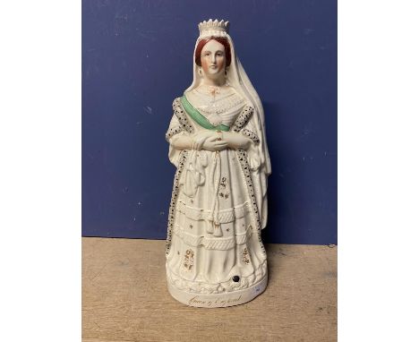 Ceramic figurine of Queen Elizabeh, some wear to gilding etc