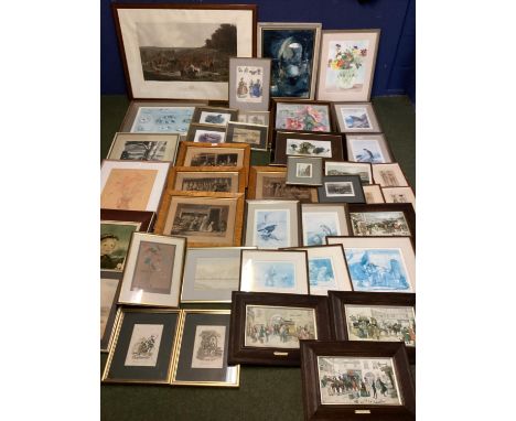 A large collection of vintage pictures and prints, glazed and unglazed, various subjects, mediums and sizes 