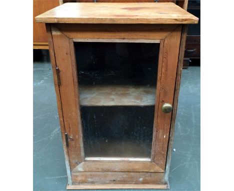A late Victorian glazed kitchen cabinet with internal shelf, 63.5cmH