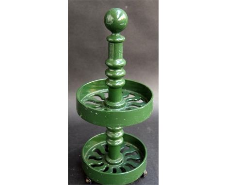 A cast iron green painted Victor spice rack on casters, 35cmH, together with a Lloyd Loom low chair