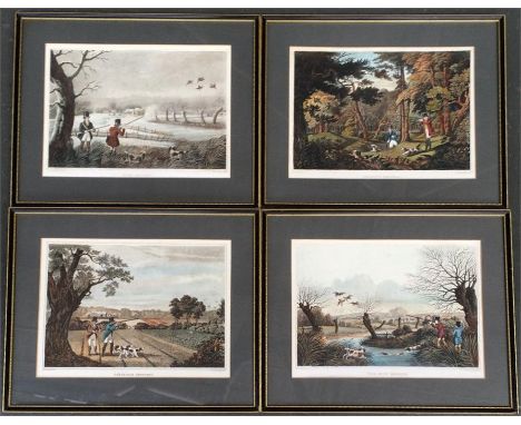 After R Havell, a set of four coloured engravings of shooting scenes; 'Snipe Shooting', 'Pheasant Shooting', 'Partridge Shoot