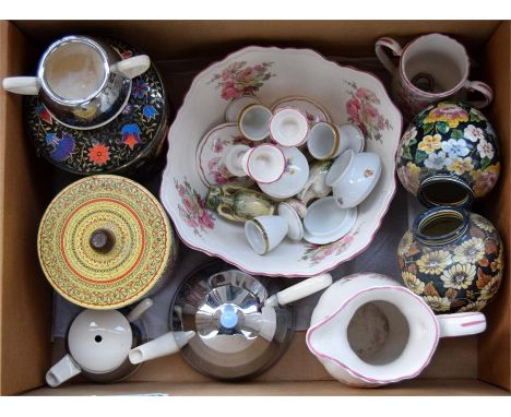 A mixed lot of ceramic items, to include a wash bowl, jug, a pair of candlestick etc made by Westfield Art Pottery for The Na