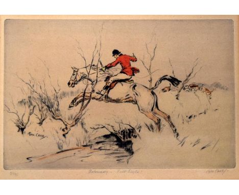 After Tom Carr 'On The Hills'. coloured etching, signed, titled and numbered 66/75 in pencil on the mount, 25.5cm x 35cm