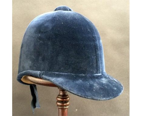 A Windsor's of Exeter (Patey) navy high crown (Pytchley) hunting cap with ribbons, size 7 1/8