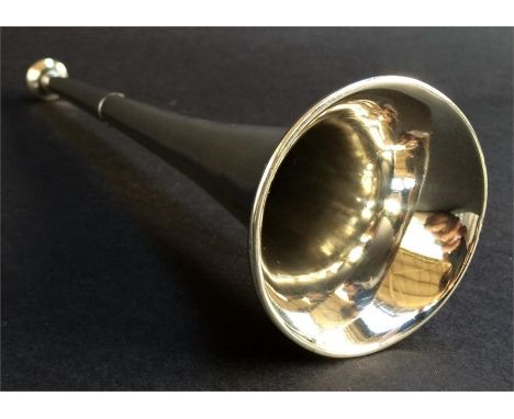 A silver hunting horn inscribed to Alfred Dowle esq. Master of the Ross Harriers from HLM 1863, Birmingham, 1863, maker's mar