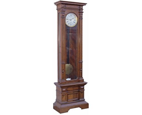 Great Eastern Railway floor standing mahogany cased clock. The 9 inch silvered wax filled dial has G.E.R and seconds marked a