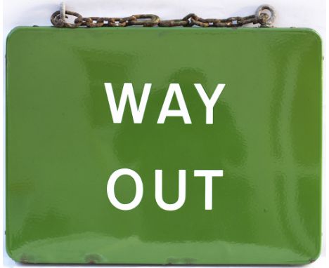 BR(S) FF enamel railway sign WAY OUT. Double sided complete with original hanging hooks and chains. Both sides are in very go