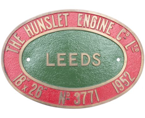 Worksplate THE HUNSLET ENGINE CO LTD LEEDS 18X26 No 3771 1951 ex 0-6-0 ST Locomotive used at NCB Granville Colliery Staffords