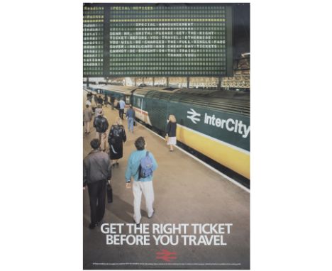 Poster BR GET THE RIGHT TICKET BEFORE YOU TRAVEL showing an Intercity HST 125. Double Royal 25in x 40in. In very good conditi