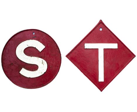 Great Western Railway signalbox cast iron S &amp; T plates as used on the outside of some GWR signal boxes. S measures 10.75i