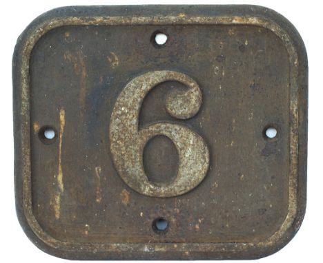 GWR Cabside numberplate 6 ex Weston Clevedon &amp; Portishead Railway Loco number 4 Stroudley Terrier 0-6-0T Built in 1875 fo