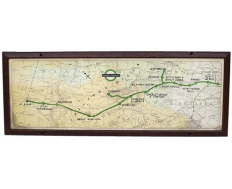 Carriage print LONDON TRANSPORT (METROPOLITAN LINE) Line Diagram, shows To Baker street and City and various stations includi