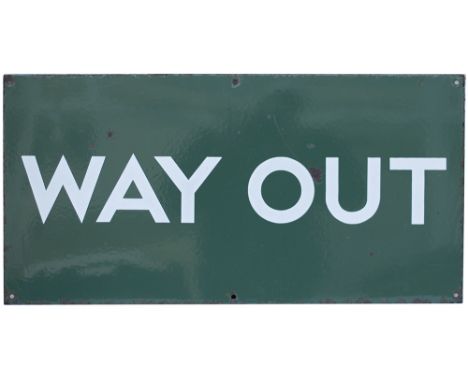 Southern railway enamel station platform sign WAY OUT. In very good condition with a few face chips and Mead &amp; Mclean mak