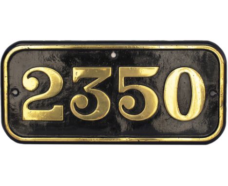 GWR brass cabside numberplate 2350 ex Dean Goods 0-6-0 built at Swindon in 1884. Allocated to Lydney and 85C Hereford from wh