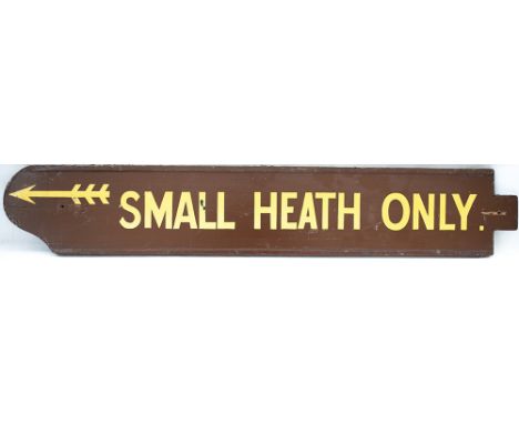 Great Western Railway platform indicator board SMALL HEATH ONLY with Arrow. Double sided painted wood with metal end. Both si