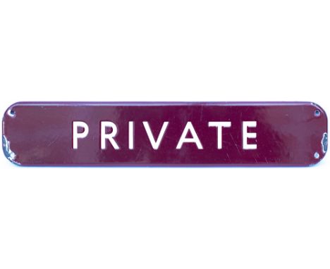 BR(M) FF enamel doorplate PRIVATE. In good condition with some edge chipping. Measures 18in x 3.5in.
