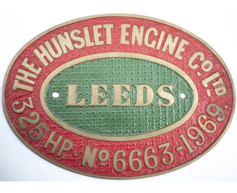 Worksplate THE HUNSLET ENGINE CO LTD LEEDS 325HP No 6663 1969 from a 0-6-0 Diesel Hydraulic Locomotive used at NCB Granville 