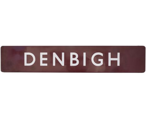 BR(M) FF enamel signal box board DENBIGH from the former box between Corwen and Rhyl. In very good condition with a few areas