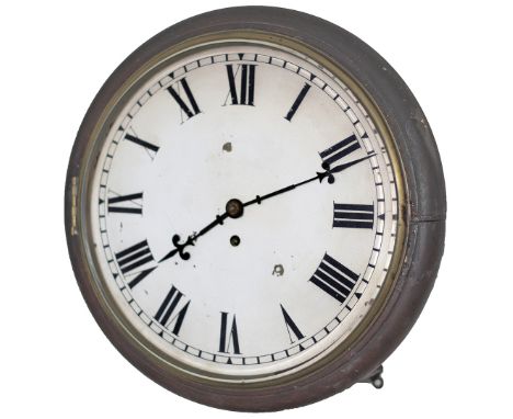 North Eastern Railway 12in dial mahogany cased railway clock probably supplied by Harrison &amp; Son of Darlington with a wir