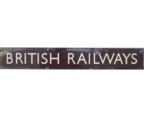 BR(W) enamel Double Royal poster board heading BRITISH RAILWAYS. In very good condition with minor edge chipping, measures 27