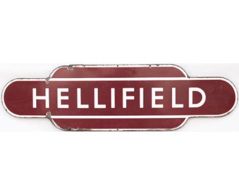 Totem BR(M) FF HELLIFIELD from the former Midland Railway station between Skipton and Settle. In good condition with some fac