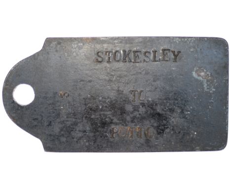 Single line Ticket from Train Staff &amp; Ticket single line working STOKESLEY TO POTTO. From the former North Eastern Railwa