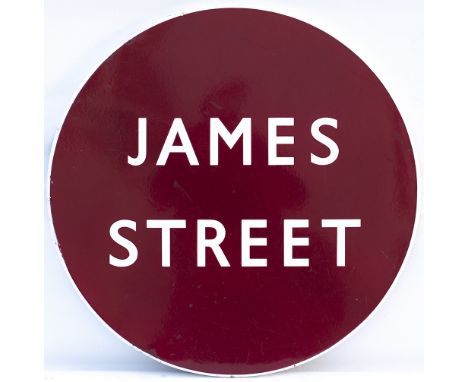 BR(M) enamel station Roundel sign FF JAMES STREET from the former Mersey Railway station on the Liverpool side of the Mersey 