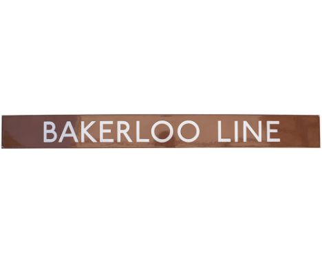 London Underground enamel sign BAKERLOO LINE. In excellent condition measures 47in x 4.75in.