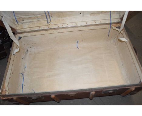 VINTAGE WOODEN BOUND STEAMER TRUNK