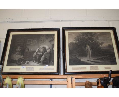 A PAIR OF 19TH CENTURY MEZZOTINT PRINTS FROM SHAKESPEARES "AS YOU LIKE IT", FRAMED AND GLAZED