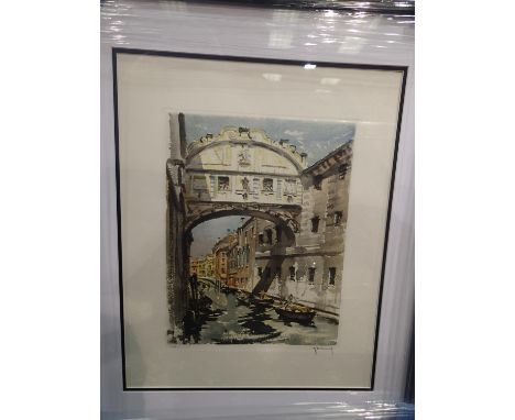 Signed limited edition print Roger Hebbelinck (1912-1988) Benitnes Canal 30 x 45 cm, This lot is not available for in-house P