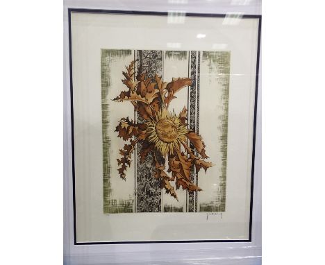 Signed limited edition print  Roger Hebbelinck (1912-1988) The Sunflower 33 x 43 cm, This lot is not available for in-house P