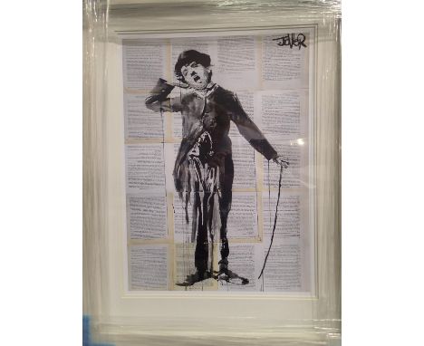 Contemporary impressionists print of Banksy's style Charlie Chaplin 45 x 62 cm, This lot is not available for in-house P&amp;