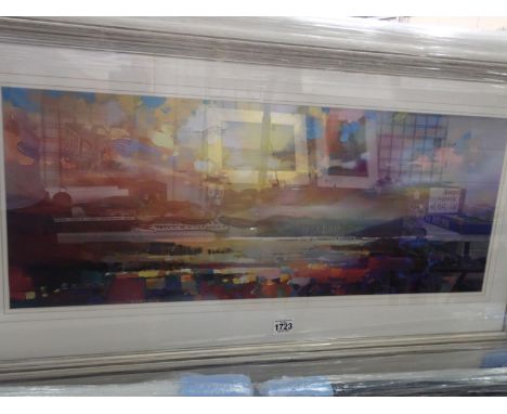 Contemporary impressionists print of The Sky 86 x 34 cm, This lot is not available for in-house P&amp;P. 