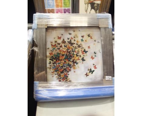 Contemporary impressionists print of Butterflies 40 x 40 cm, This lot is not available for in-house P&amp;P. 