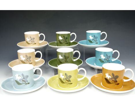 Nine Susie Cooper cups and saucers 