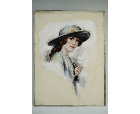 J E Rome (early 20th Century, Carlisle) Portrait of the artist's wife, watercolour vignette, signed, paper laid on card, un-m