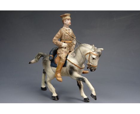 An early 20th Century Elastolin type toy soldier: a Commonwealth mounted army officer, 16 cm 